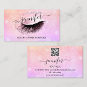 Professionele Eyelash QR Code roze holograaf Visitekaartje (Voorkant / Achterkant)