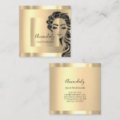 Professionele Eyelashes Hair Salon Gold Square Vierkante Visitekaartje (Voorkant / Achterkant)