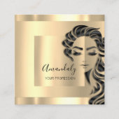 Professionele Eyelashes Hair Salon Gold Square Vierkante Visitekaartje (Voorkant)