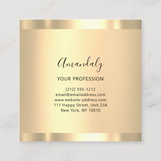 Professionele Eyelashes Hair Salon Gold Square Vierkante Visitekaartje (Achterkant)