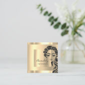 Professionele Eyelashes Hair Salon Gold Square Vierkante Visitekaartje (Staand voorkant)