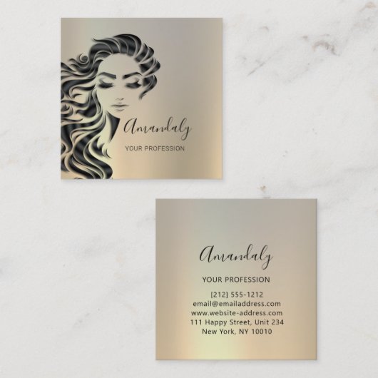 Professionele Eyelashes Hair Salon Gray Square Vierkante Visitekaartje (Voorkant / Achterkant)