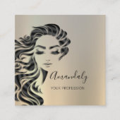 Professionele Eyelashes Hair Salon Gray Square Vierkante Visitekaartje (Voorkant)