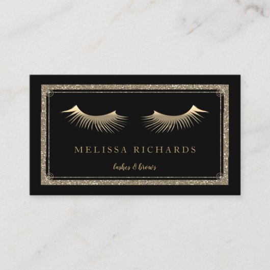 Professionele Eyelashes Makeup Artist Black Busine Visitekaartje (Voorkant)