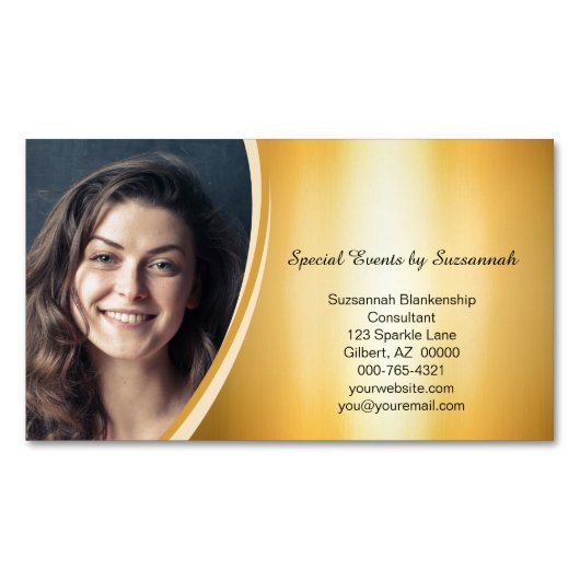 Professionele Faux Gold Flare - Aangepaste foto Magnetisch Visitekaartje (Voorkant)