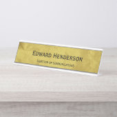 Professionele Faux Gold Texture Naam en Functie Bureau Naambordje (Voorkant)
