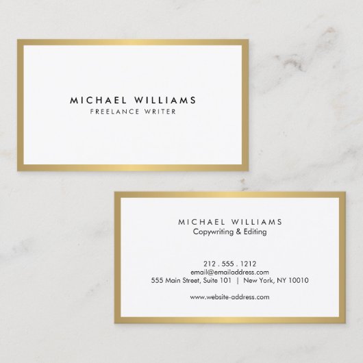 Professionele Faux Goud en Wit Visitekaartje (Voorkant / Achterkant)