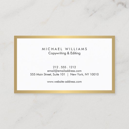 Professionele Faux Goud en Wit Visitekaartje (Achterkant)