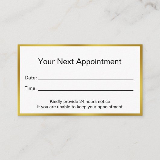 Professionele Faux gouden rand Afsprakenkaartje (Voorkant)