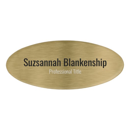 Professionele Faux Metallic Brushed Gold Sjabloon Naambadge (Voorkant)