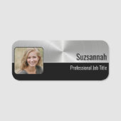 Professionele Faux Metallic Zilver Aangepaste Foto Naamplaatje (Voorkant)