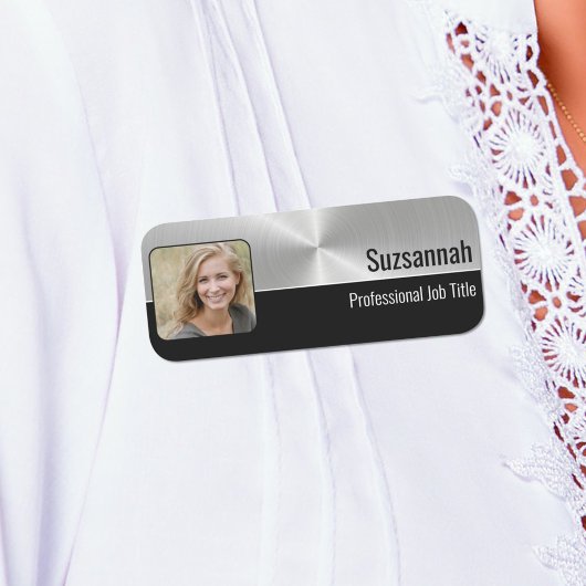 Professionele Faux Metallic Zilver Aangepaste Foto Naamplaatje
