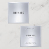 Professionele Faux Silver Elegant Moderne Sjabloon Vierkante Visitekaartje (Voorkant / Achterkant)
