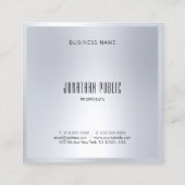 Professionele Faux Silver Elegant Moderne Sjabloon Vierkante Visitekaartje (Achterkant)