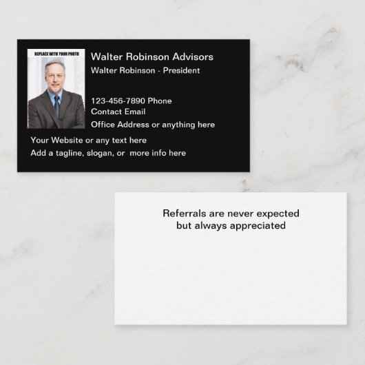 Professionele financiële adviseur Visitekaartjes (Voorkant / Achterkant)