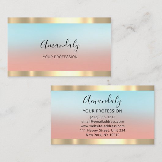 Professionele financiële belegging Ombre Blue Roos Visitekaartje (Voorkant / Achterkant)