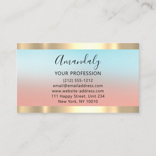 Professionele financiële belegging Ombre Blue Roos Visitekaartje (Achterkant)