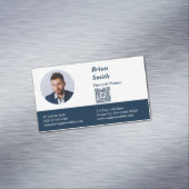 Professionele financiële planner — QR-code blauw Magnetisch Visitekaartje (Voorbeeld)