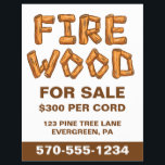 Professionele Firewood Wood for Sale Custom Flyer<br><div class="desc">Bevorder uw brandhout met deze eenvoudig aan te passen flyer. Deze gedurfde opvallende flyer heeft het bericht FIRE WOOD FOR SALE met de woorden FIRE WOOD in houtlogboekletters. De rest van de tekst op deze flyer kan gemakkelijk met uw eigen informatie worden aangepast.</div>