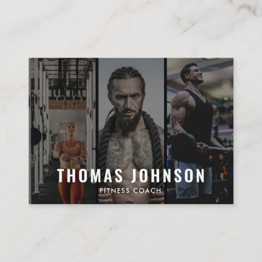 Professionele Fitness Coach Social Media 3 Foto Visitekaartje (Voorkant)