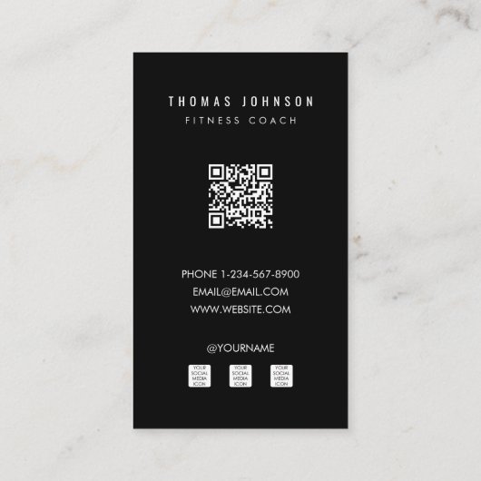 Professionele Fitness Coach Social Media Influence Visitekaartje (Achterkant)