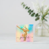 Professionele fitnessness - Dance Gold Holograaf Vierkante Visitekaartje (Staand voorkant)