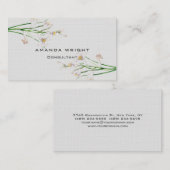 Professionele Floral Linnen Moderne Minimalistisch Visitekaartje (Voorkant / Achterkant)