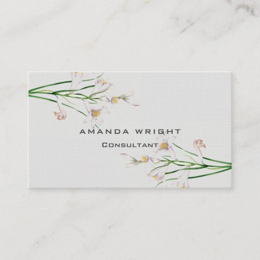 Professionele Floral Linnen Moderne Minimalistisch Visitekaartje (Voorkant)