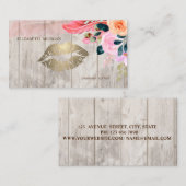 Professionele Floral, lips, houtextuur Visitekaartje (Voorkant / Achterkant)
