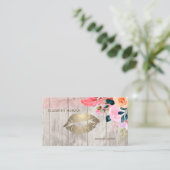 Professionele Floral, lips, houtextuur Visitekaartje (Staand voorkant)