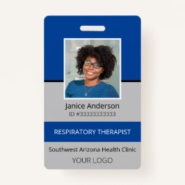 Professionele Foto Blauw en Grijs Werknemersbeveil Badge