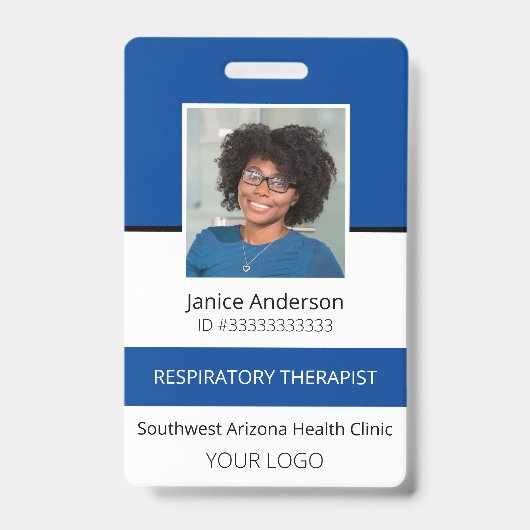 Professionele Foto Blauw Medewerker ID Badge (Voorzijde)