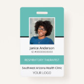 Professionele foto Blauwgroen werknemer ID-badge Badge (Voorkant)