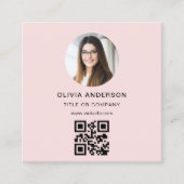 Professionele Foto Blush Roze QR Code Social Media Vierkante Visitekaartje (Voorkant)