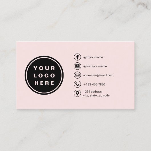 Professionele Foto Blush Roze QR Code Social Media Visitekaartje (Achterkant)