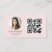 Professionele Foto Blush Roze QR Code Social Media Visitekaartje (Voorkant)