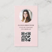 Professionele Foto Blush Roze QR Code Social Media Visitekaartje (Voorkant)