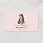 Professionele Foto Blush Roze QR Code Social Media Visitekaartje (Voorkant)