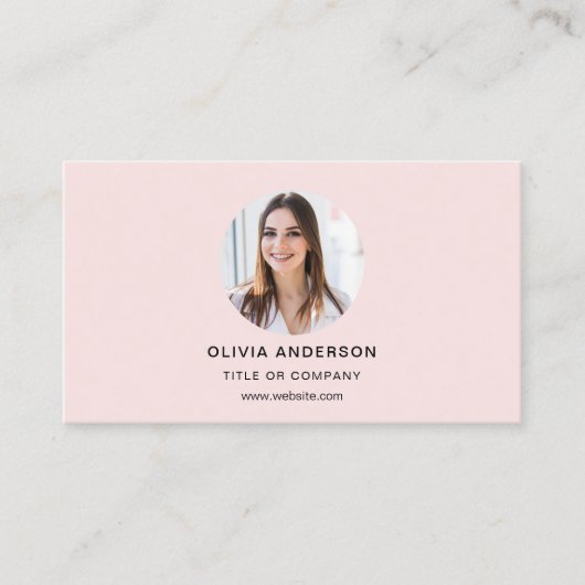 Professionele Foto Blush Roze QR Code Social Media Visitekaartje (Voorkant)