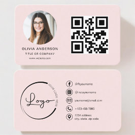 Professionele Foto Blush Roze QR Code Social Media Visitekaartje