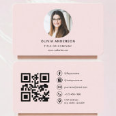 Professionele Foto Blush Roze QR Code Social Media Visitekaartje