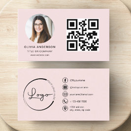 Professionele Foto Blush Roze QR Code Social Media Visitekaartje