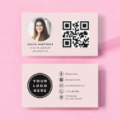 Professionele Foto Blush Roze QR Code Social Media Visitekaartje