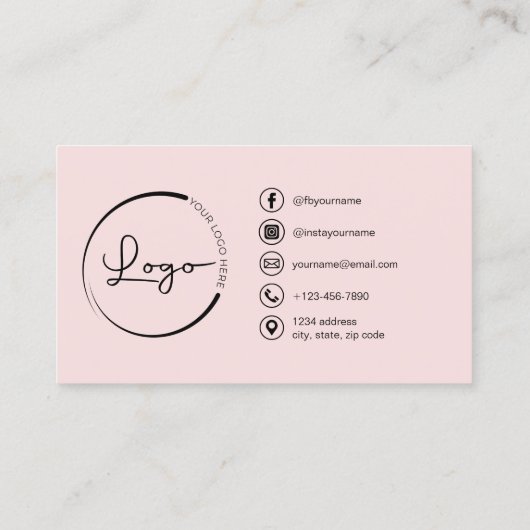 Professionele Foto Blush Roze QR Code Social Media Visitekaartje (Achterkant)