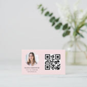 Professionele Foto Blush Roze QR Code Social Media Visitekaartje (Staand voorkant)