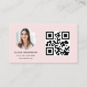 Professionele Foto Blush Roze QR Code Social Media Visitekaartje (Voorkant)