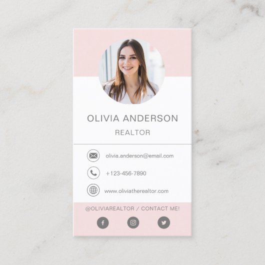 Professionele foto Blush roze Visitekaartje (Voorkant)