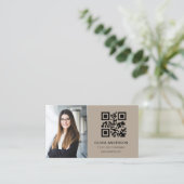 Professionele Foto Bruin QR Code Social Media Visitekaartje (Staand voorkant)