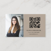 Professionele Foto Bruin QR Code Social Media Visitekaartje (Voorkant)