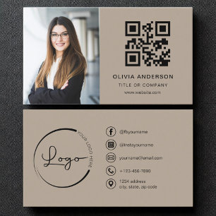 Professionele Foto Bruin QR Code Social Media Visitekaartje
